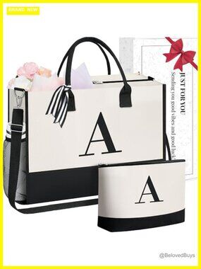 Personalized Initial Jute/Canvas Tote Bag - Monogrammed Beach Bag